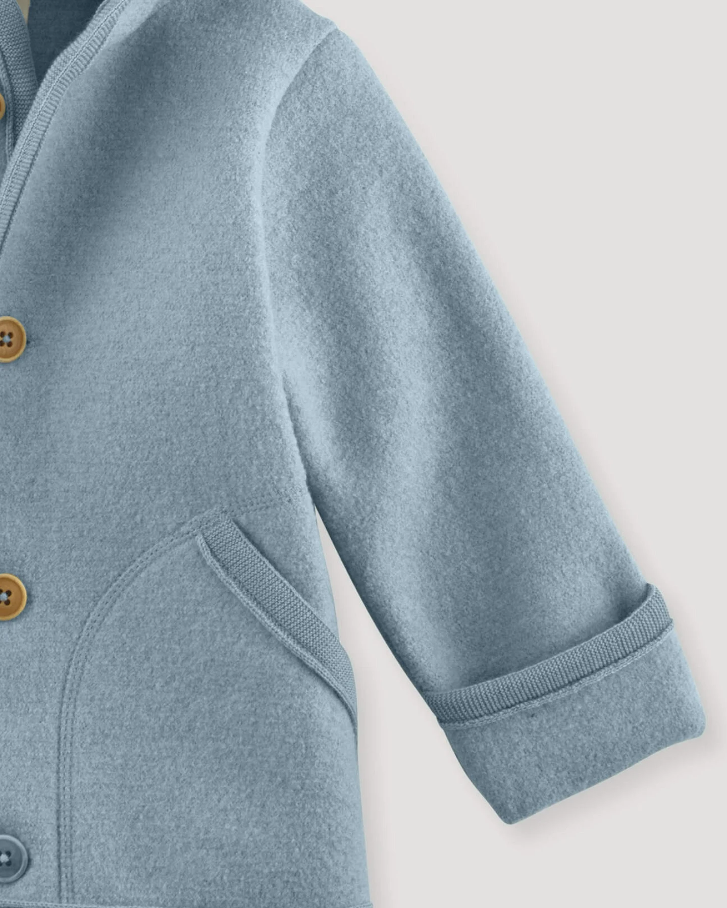 hessnatur Baby Wollwalk Jacke aus Bio-Merinowolle - blau - Größe 98/104 – Ansicht 3