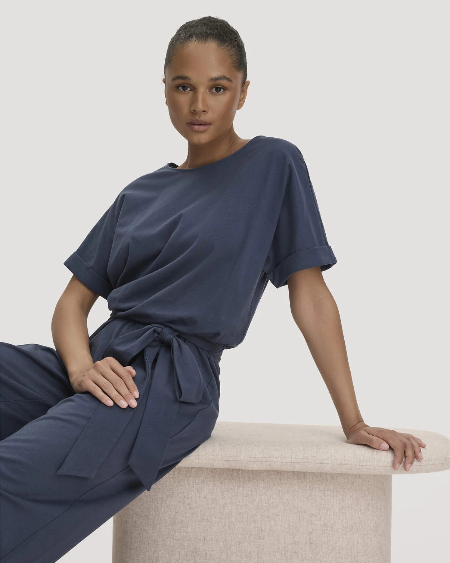 hessnatur Damen Jersey Jumpsuit Regular aus Bio-Baumwolle - blau - Größe 42 – Ansicht 4