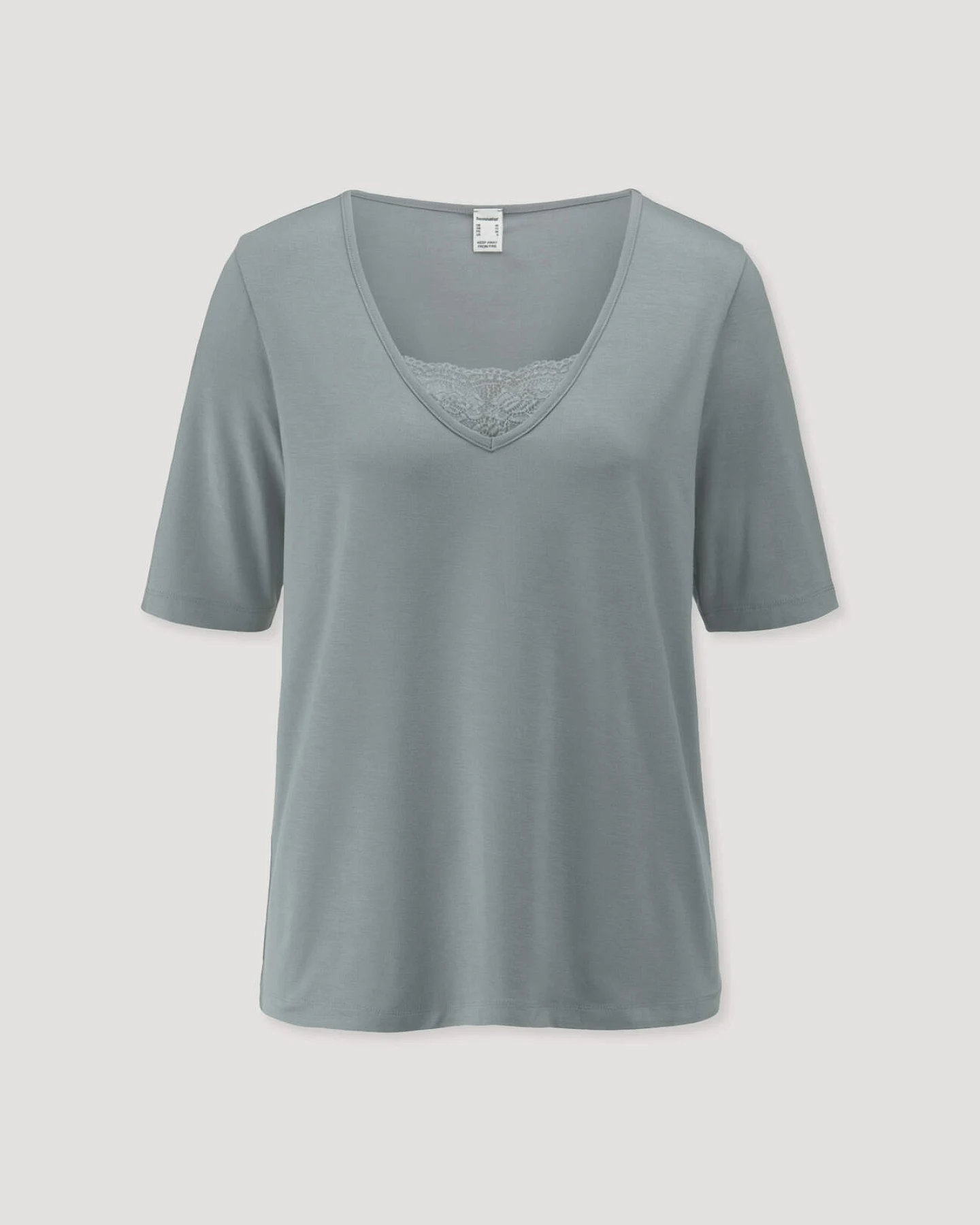 hessnatur Damen T-Shirt PURE SENSE LACE aus TENCEL™ Modal - blau - Größe 44 – Ansicht 4