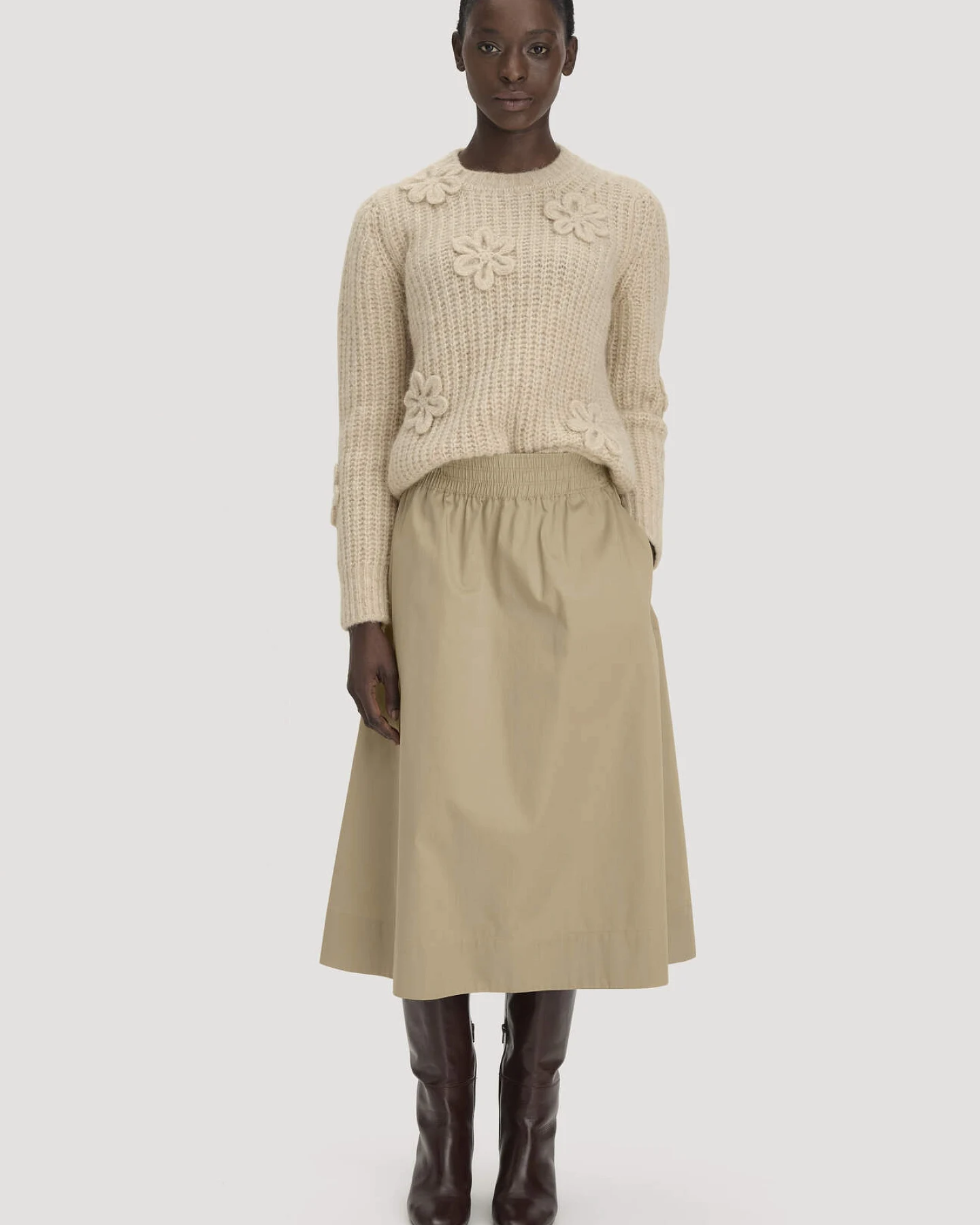 hessnatur Damen Midi Rock aus Bio-Baumwolle - beige - Größe 42 – Ansicht 4