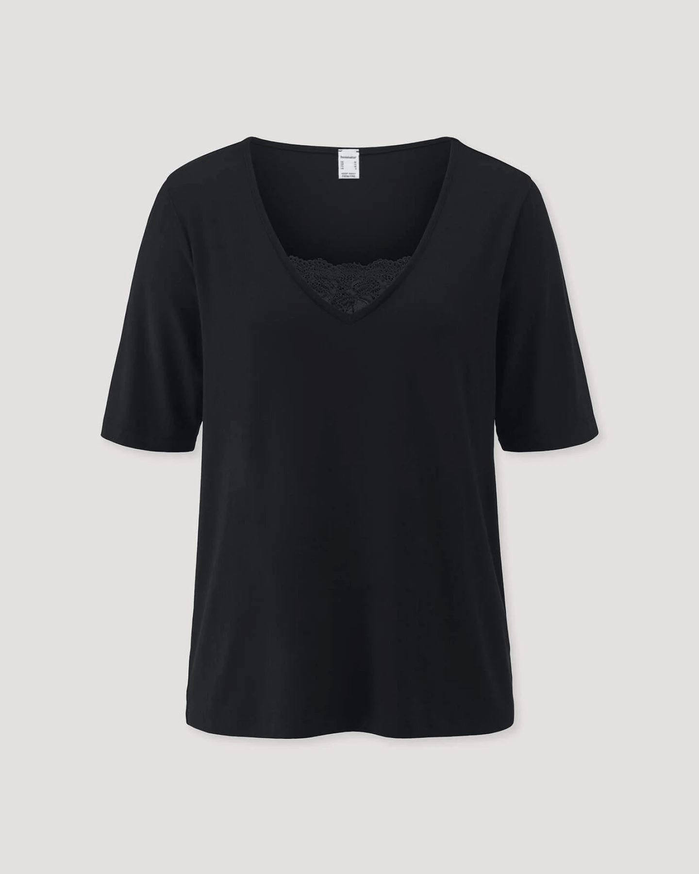 hessnatur Damen T-Shirt PURE SENSE LACE aus TENCEL™ Modal - schwarz - Größe 44 – Ansicht 3
