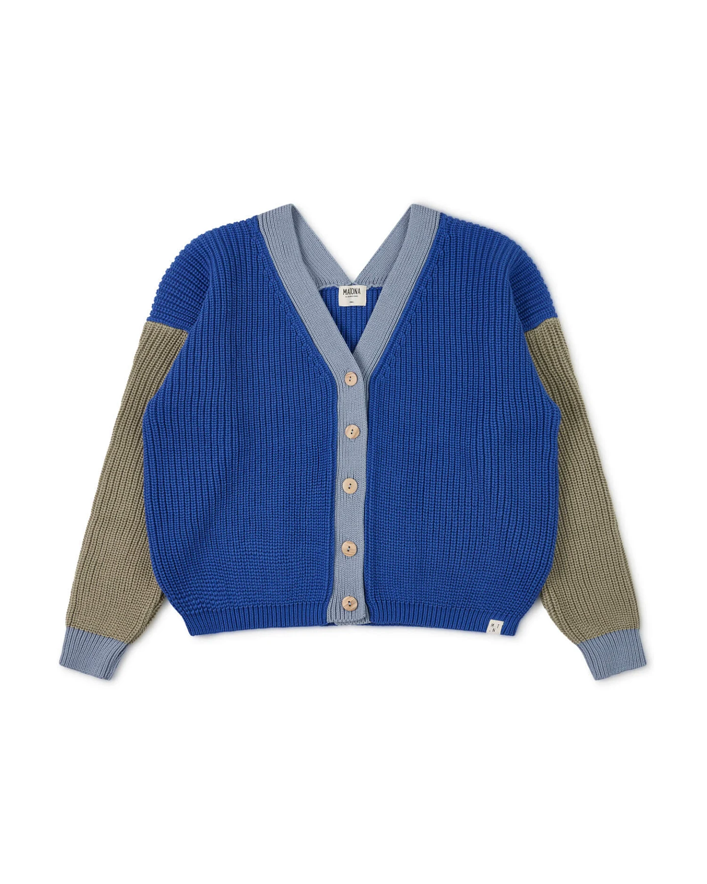 MATONA Damen vegan Strickjacke Color Block Kobaltblau – Ansicht 2