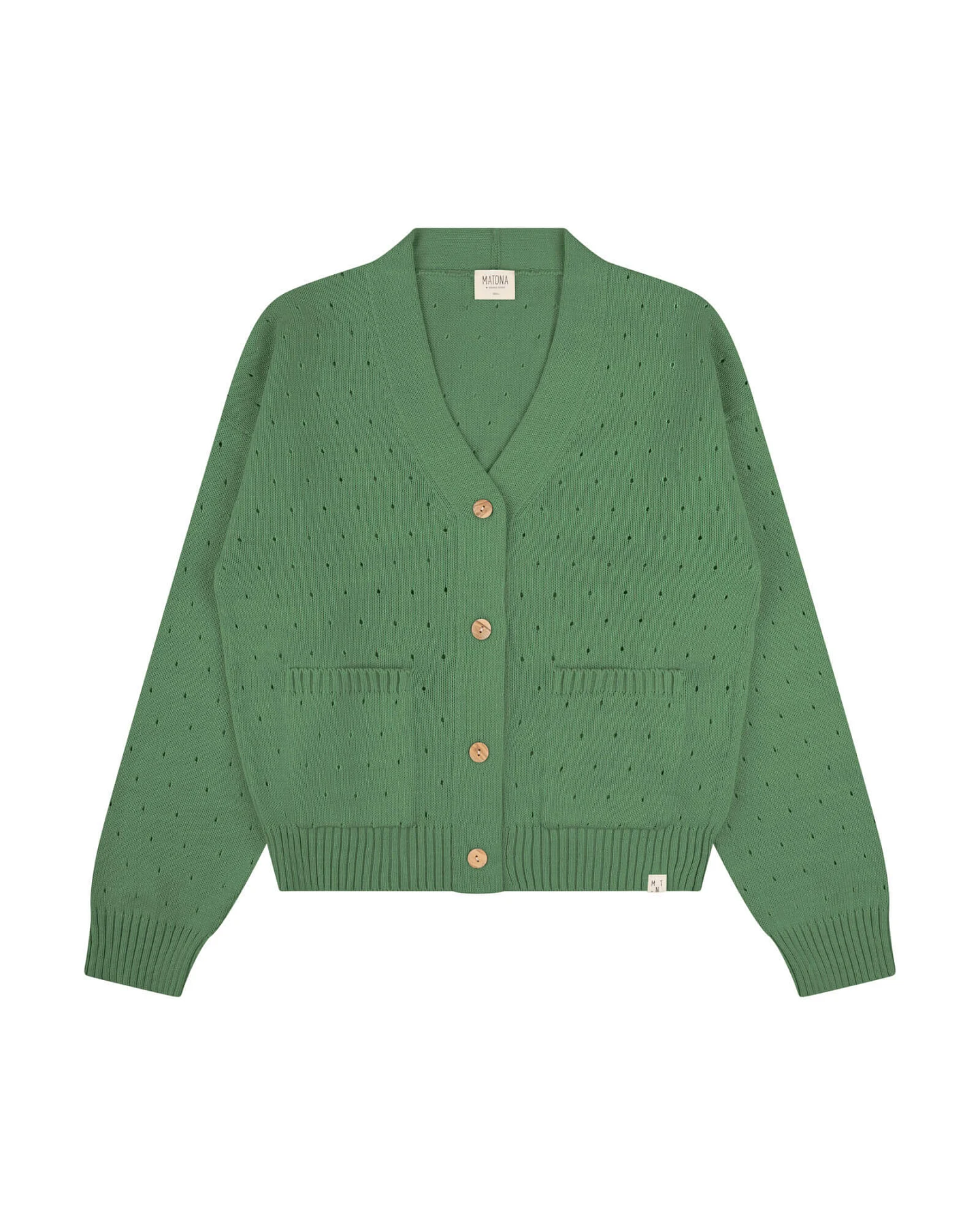 MATONA Damen vegan Frühling Strickjacke Bohne Grün – Ansicht 2