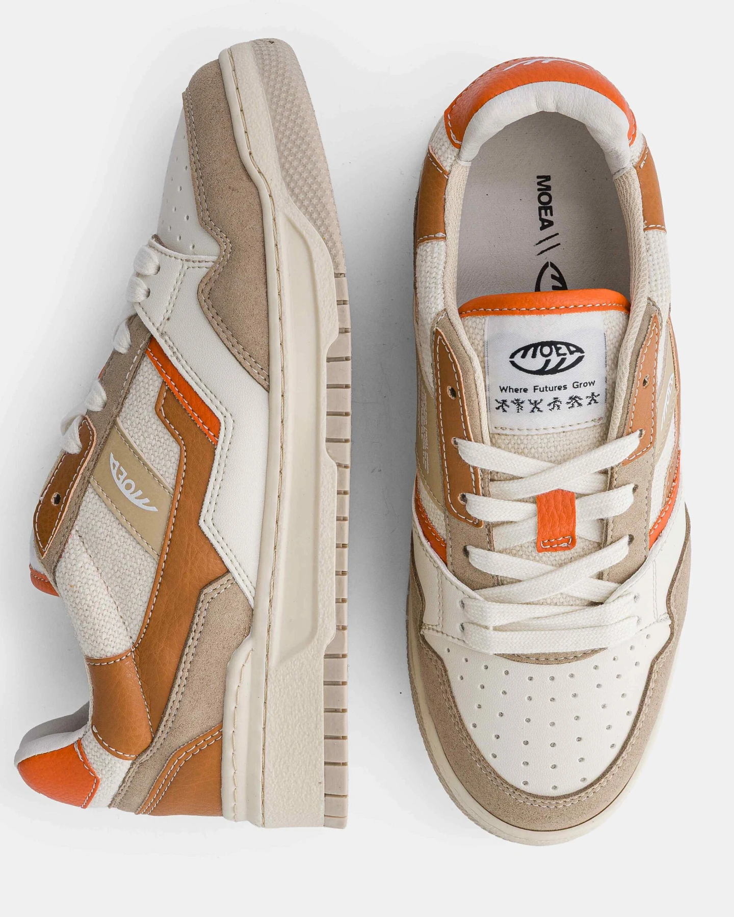 MoEa Herren vegan Sneakers Echo Brown & Orange – Ansicht 2