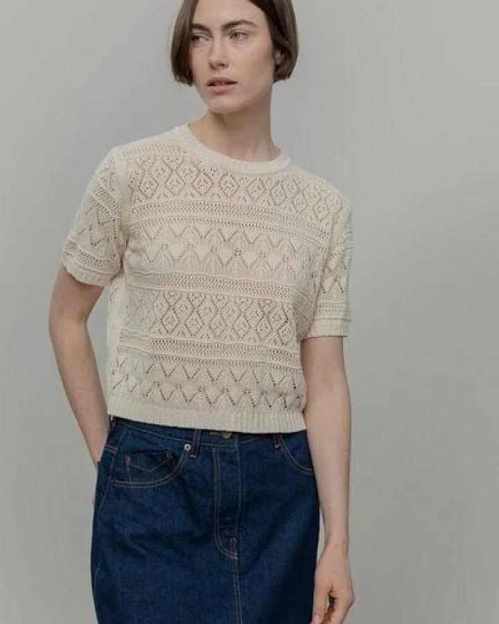 Rifò - Circular Fashion Made in Italy Neda Kurzarm-Pulllover aus recykelter und Bio-Baumwolle