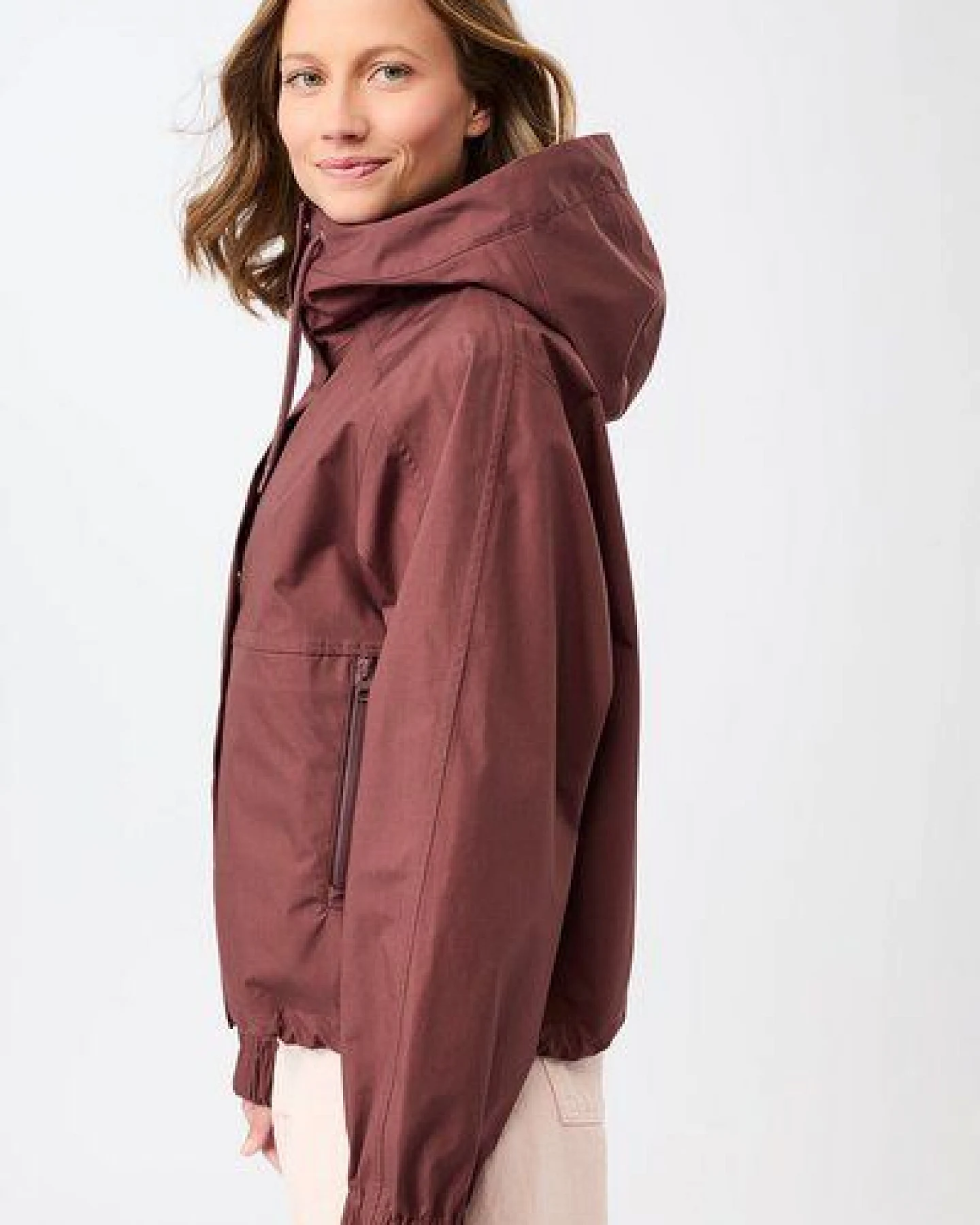 LangerChen Kurze Regenjacke mit Reissverschlußtasche – Ansicht 2