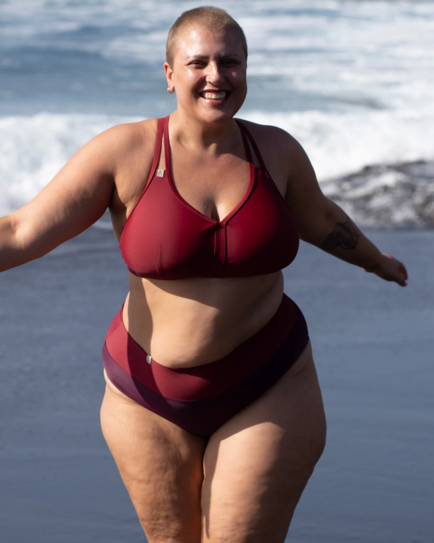 Inaska Damen vegan Bikini Bottoms Soft High Waist Berry/Dark Red – Ansicht 2