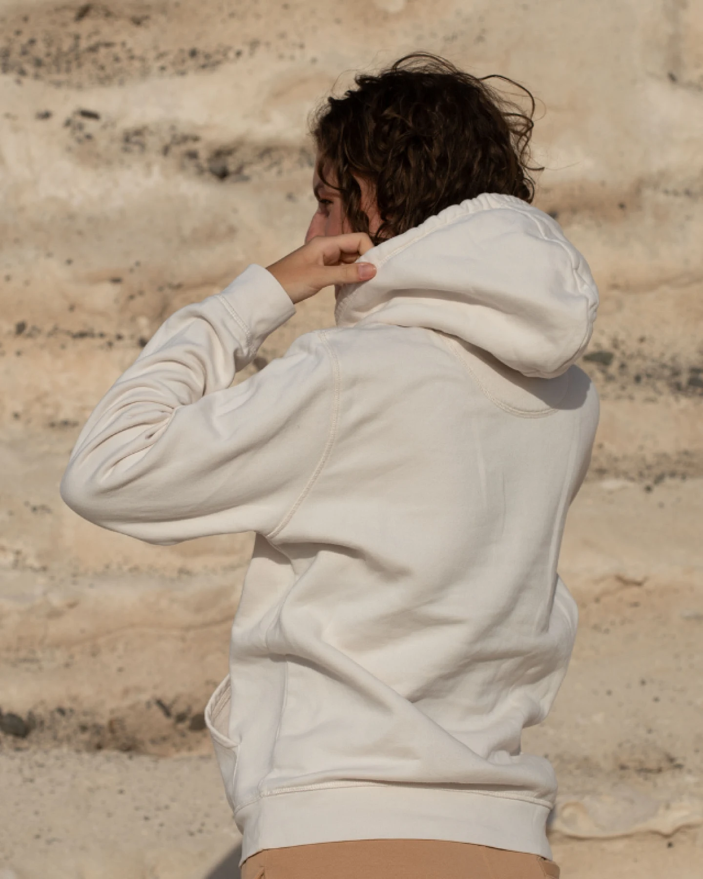 Inaska Damen vegan Hoodie Unisex Vintage Weiß Dunkelgrün – Ansicht 2