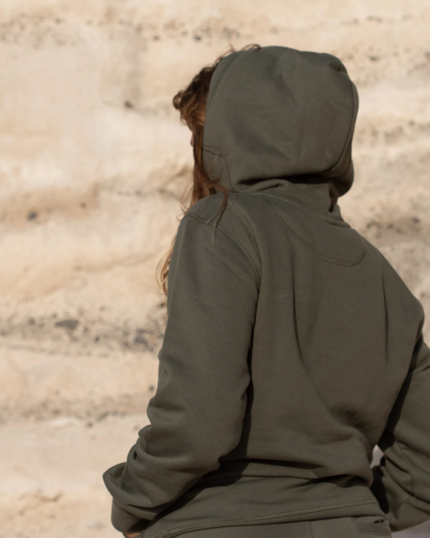 Inaska Damen vegan Hoodie Unisex Empower Khaki Türkis – Ansicht 2
