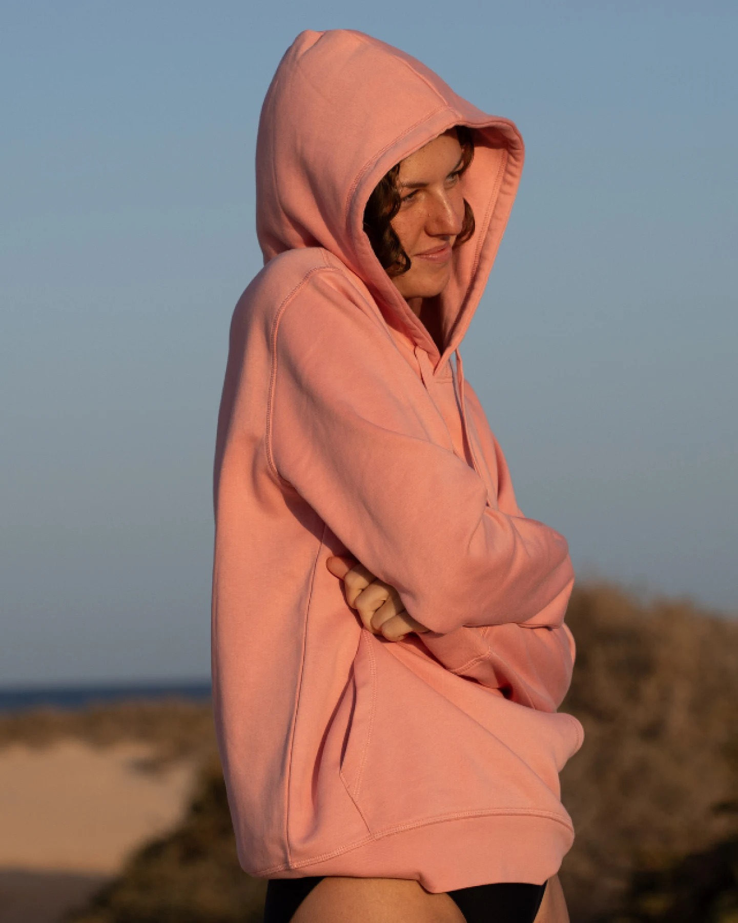 Inaska Damen vegan Hoodie Unisex Eco Statement Pink Berry – Ansicht 2