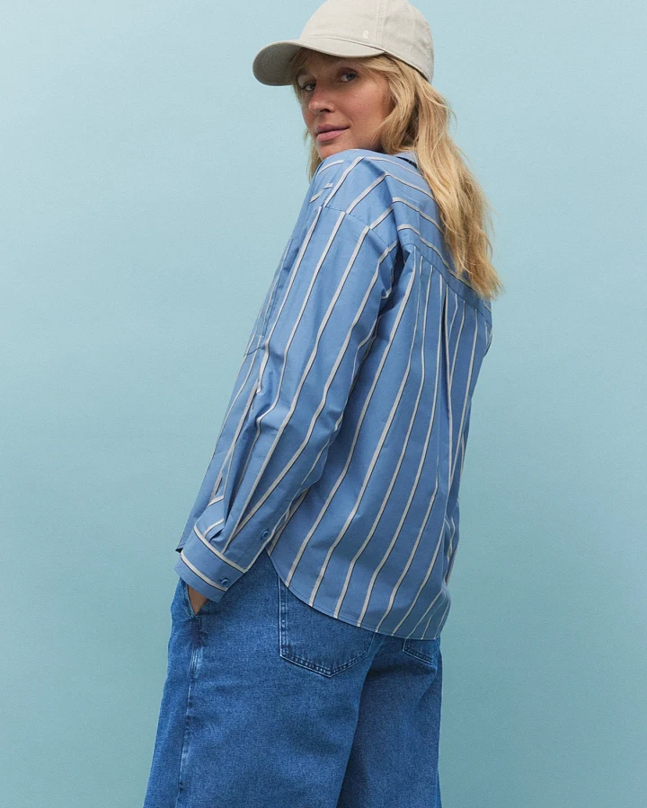 Recolution Damen vegan Hemd Forsythia Stripes Blau