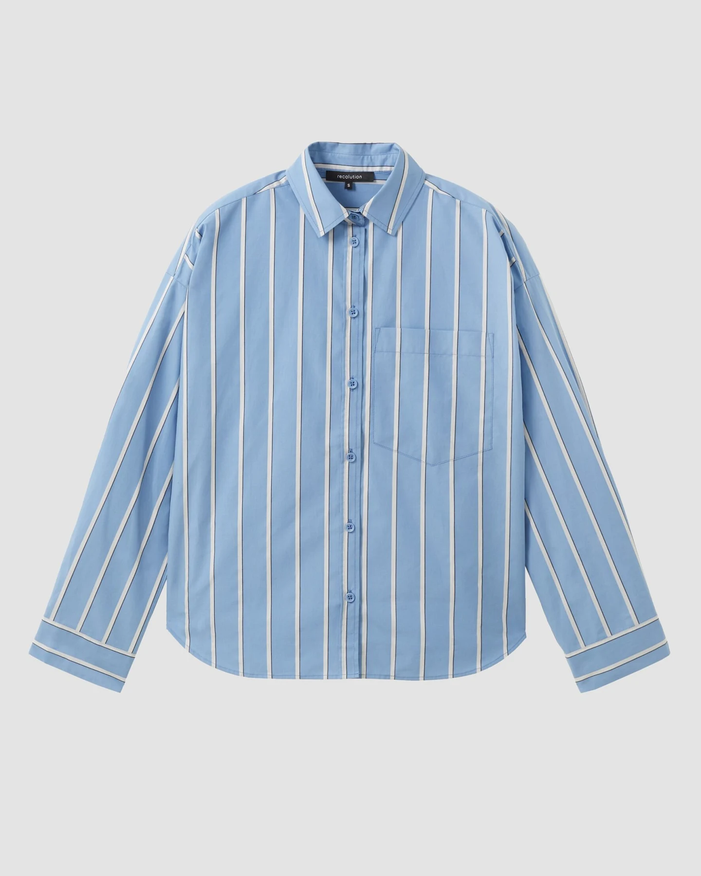 Recolution Damen vegan Hemd Forsythia Stripes Blau – Ansicht 2
