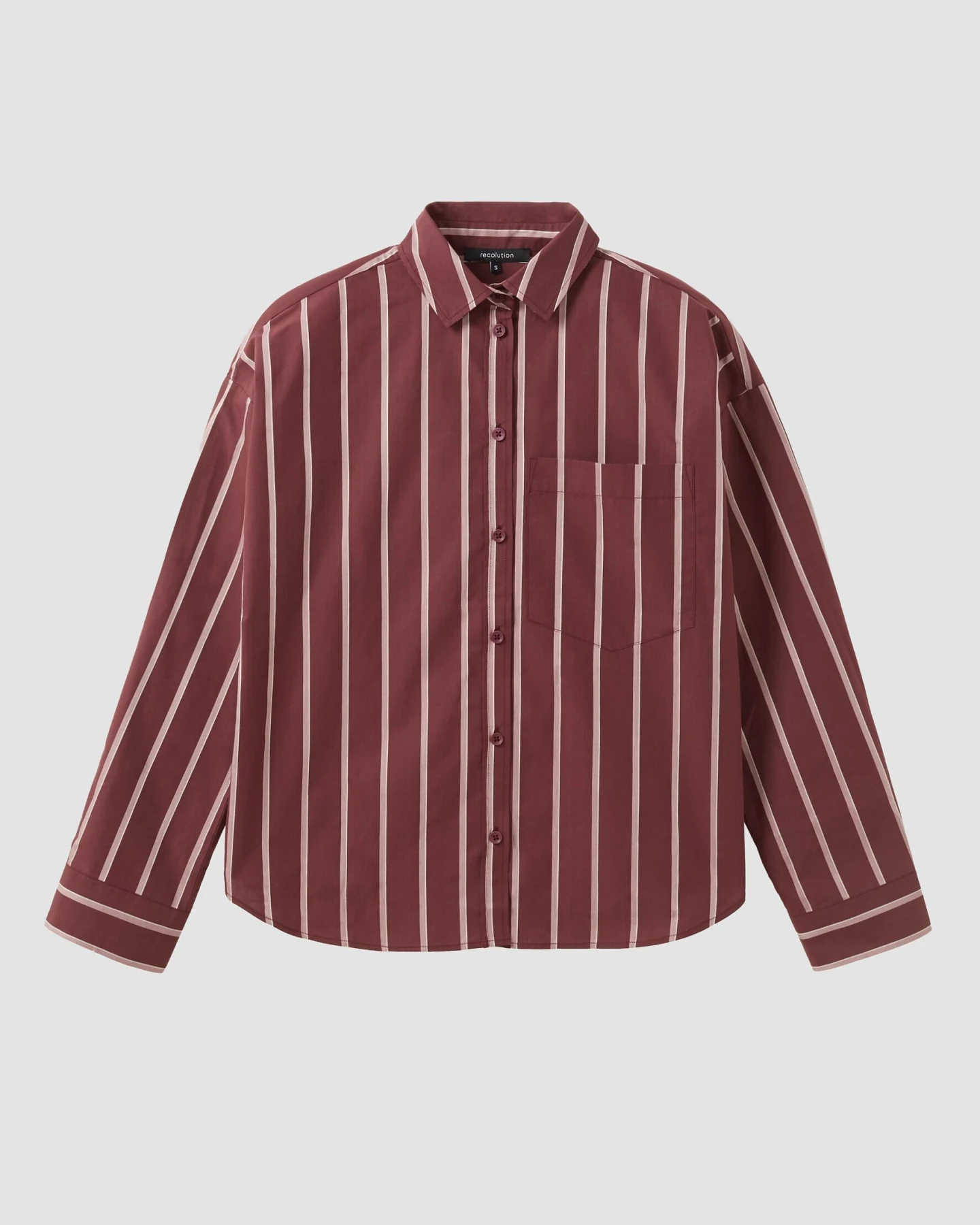 Recolution Damen vegan Hemd Forsythia Stripes In Dunkelpflaume – Ansicht 2