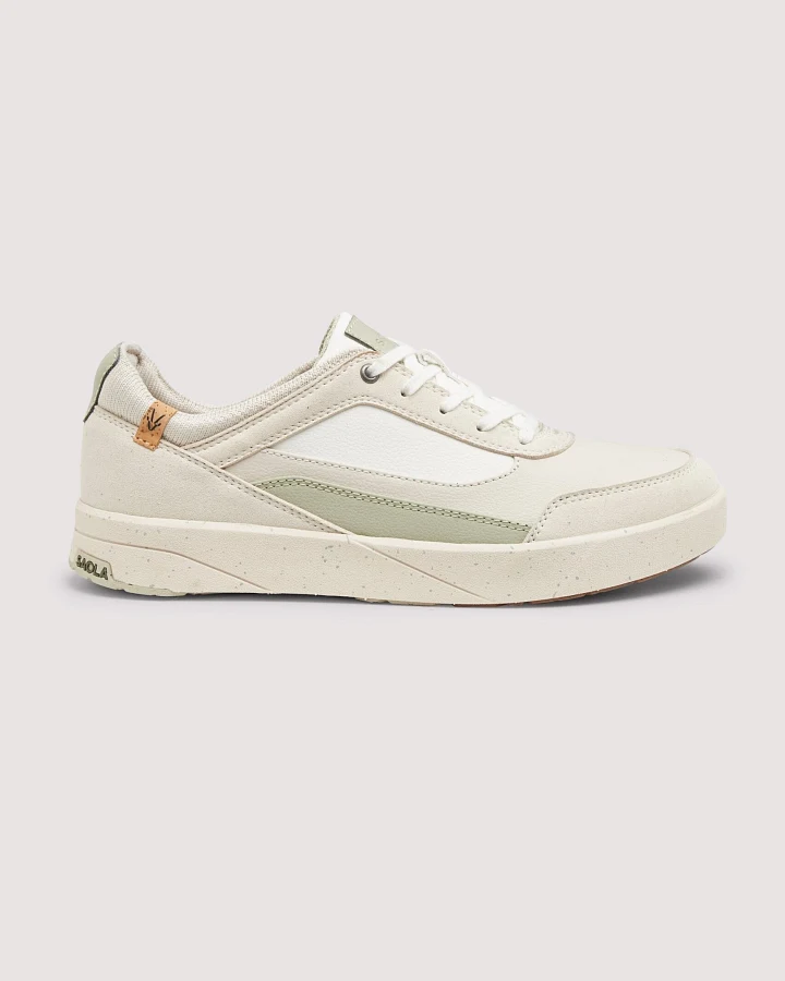 SAOLA Damen vegan Sneaker Damen Quito Weiß Verblasstes Grün