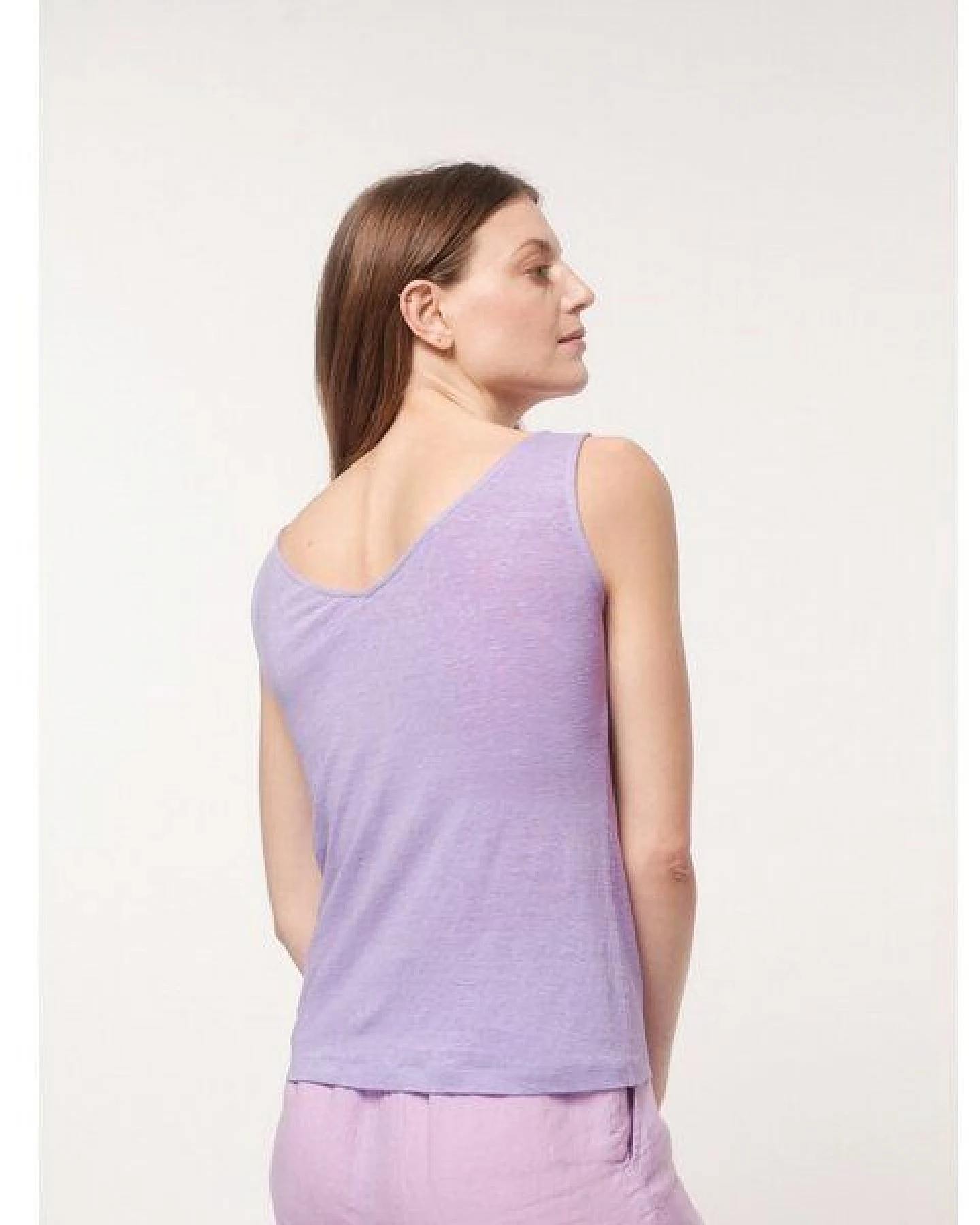 LANIUS Tanktop mit V-Ausschnitt aus Bio-Leinen – Ansicht 2