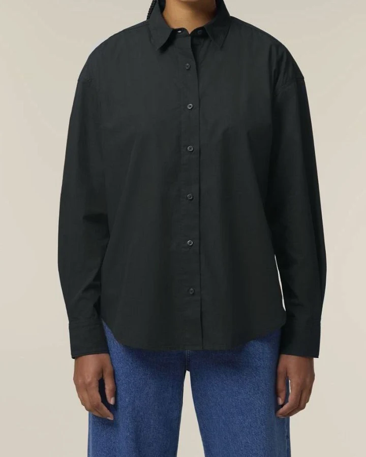 UNIPOLAR Damen vegan Bluse Basic Style Schwarz