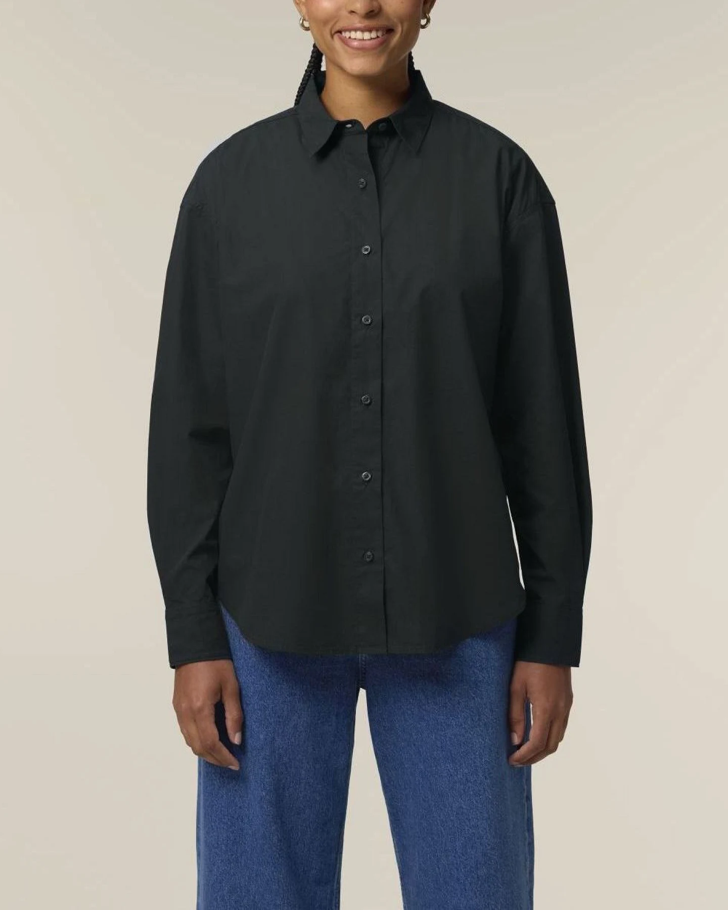 UNIPOLAR Damen vegan Bluse Basic Style Schwarz – Ansicht 2