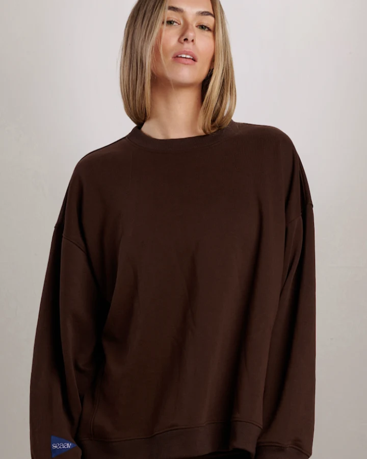 SEAAV Damen vegan Sweatshirt Dune Crew Kaffeebohne