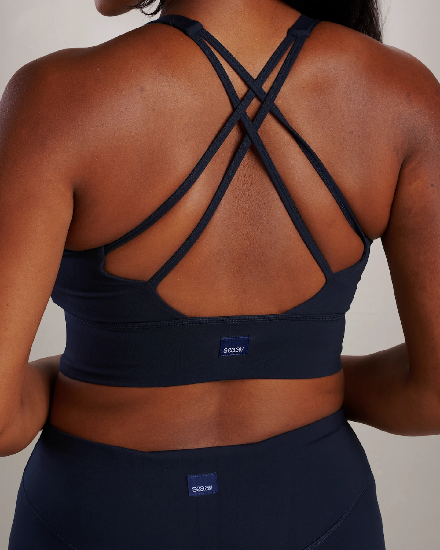 SEAAV Damen vegan Sport-Bh Shoreline Support Mitternachtsblau – Ansicht 2