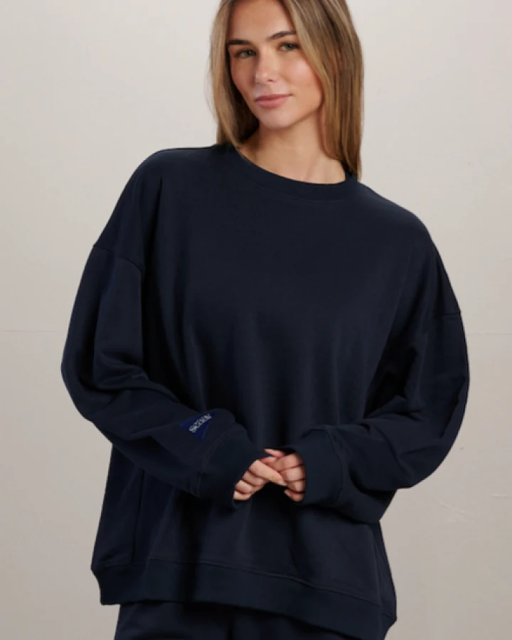 SEAAV Damen vegan Sweatshirt Dune Crew Mitternachtsblau