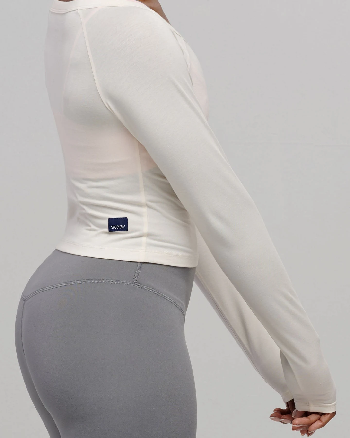 SEAAV Damen vegan Top Boatneck Satin Leinen Weiß – Ansicht 2