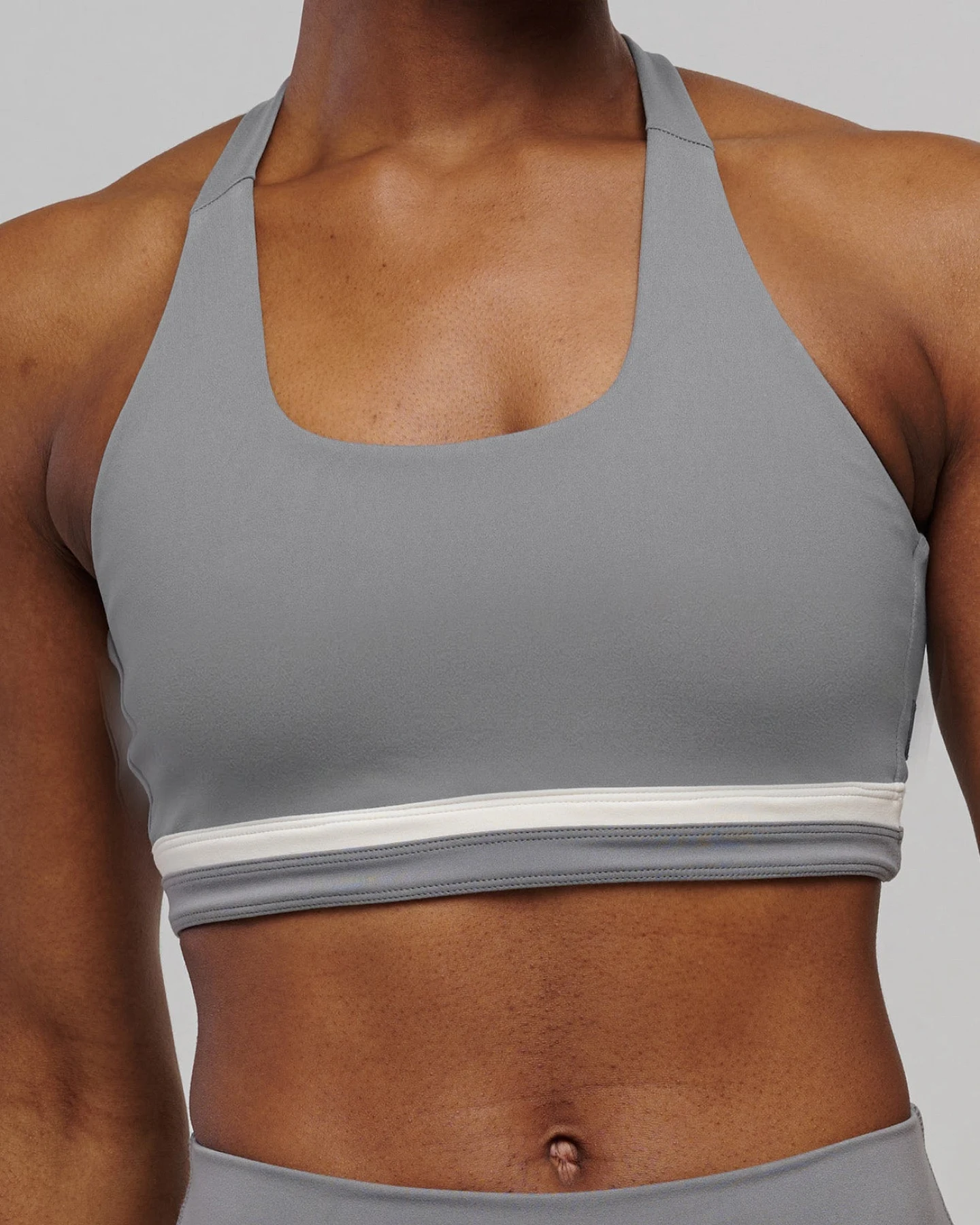 SEAAV Damen vegan Sport-Bh Butterfly Storm Grey/ Satin Linen Weiß – Ansicht 2