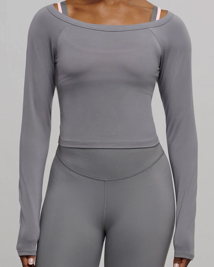 SEAAV Damen vegan Top Boatneck Storm Grey