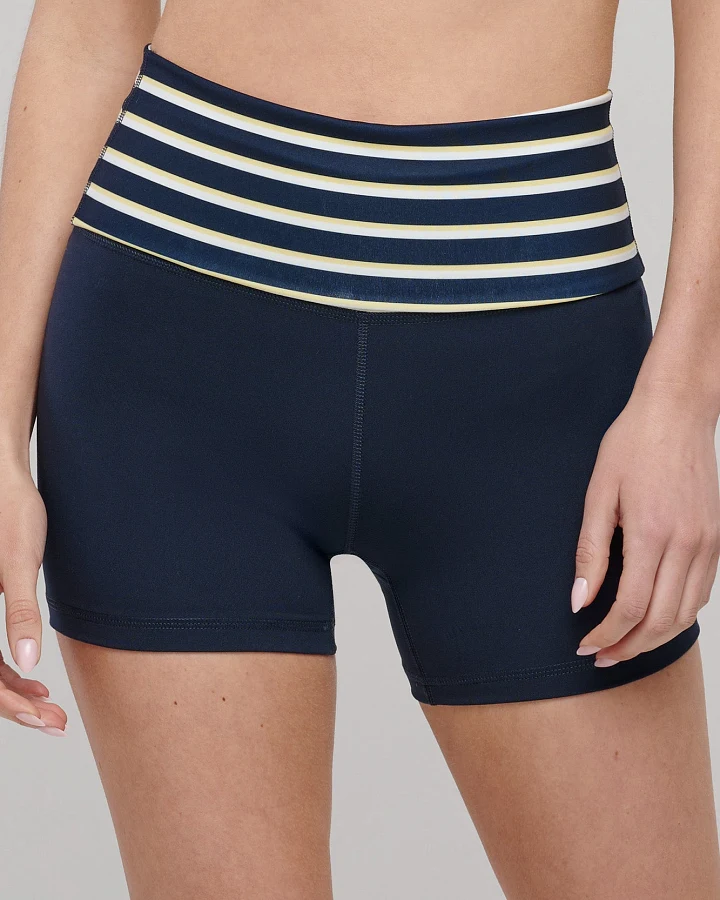 SEAAV Damen vegan Shorts Flow Fold Mitternachtsblau Mit Matrosenstreifen