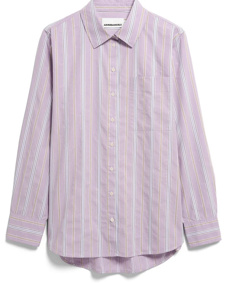 ARMEDANGELS Damen vegan Bluse Striped Moonlit Lilac