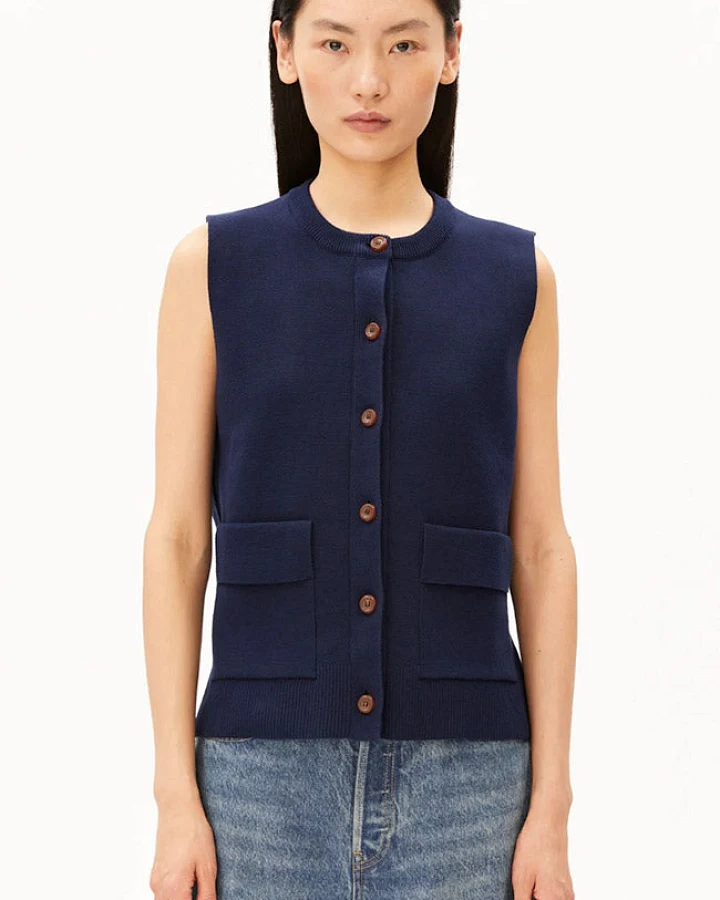 ARMEDANGELS Damen vegan Strickcardigan In Marineblau Mit Farbverlauf