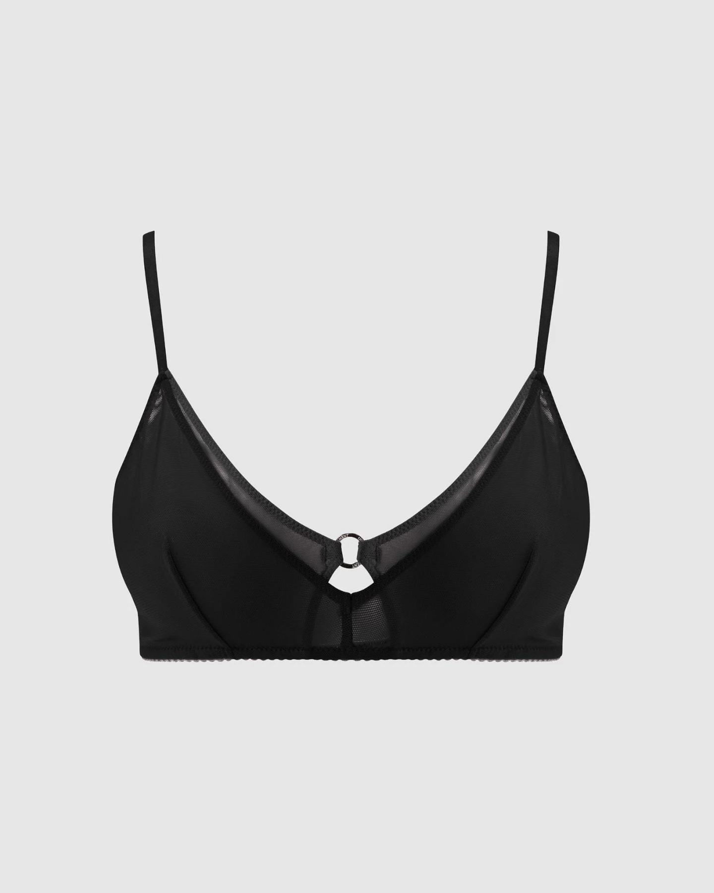 Understatement Damen vegan Bralette Aus Netzstoff Mit Doppeltem Dreieck, Plus Schwarz – Ansicht 2