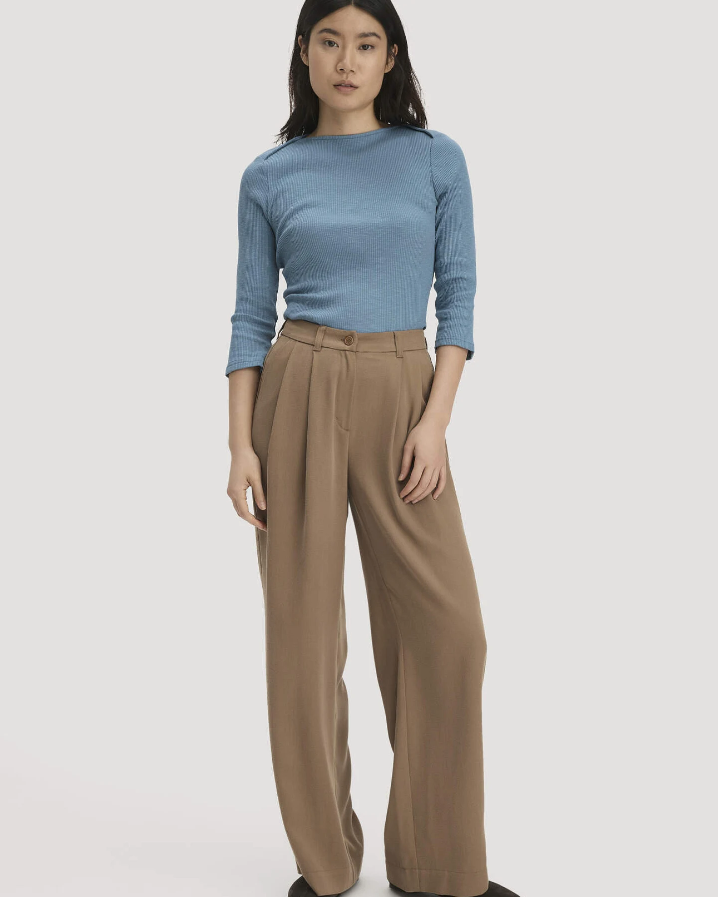 hessnatur Damen Boatneck Shirt Slim aus Bio-Baumwolle - blau - Größe 40 – Ansicht 2