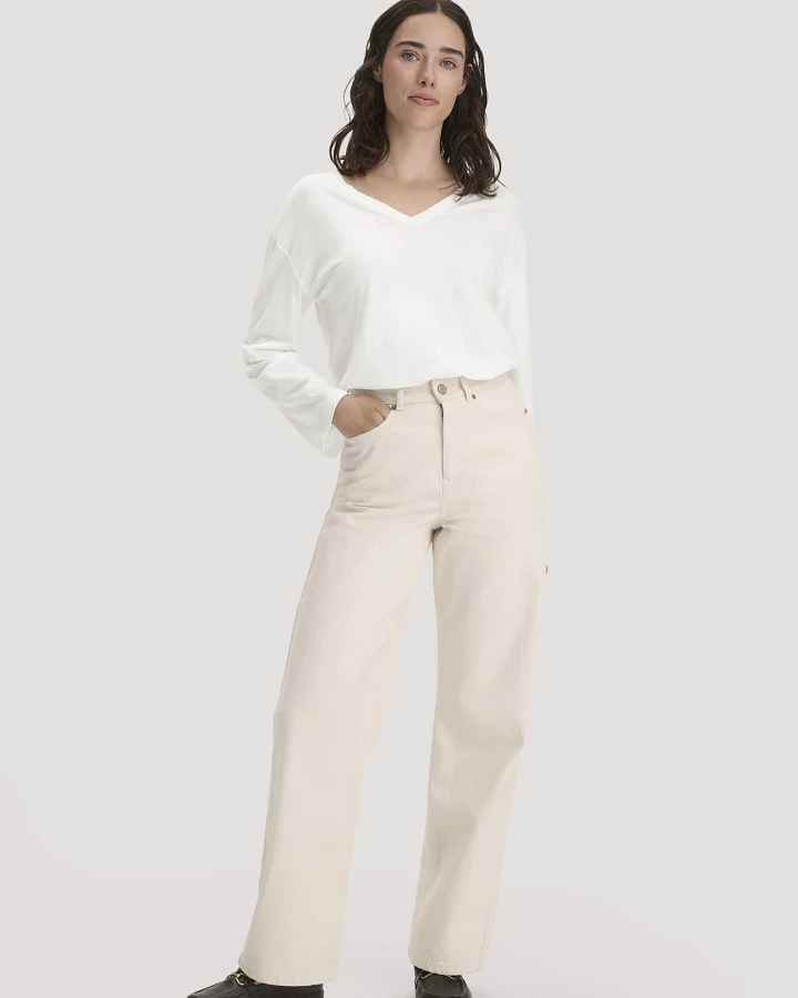 hessnatur Damen Jeans ALVA Wide Leg UNDYED aus Bio-Baumwolle mit Recycled-Baumwolle - natur - Größe 27/32