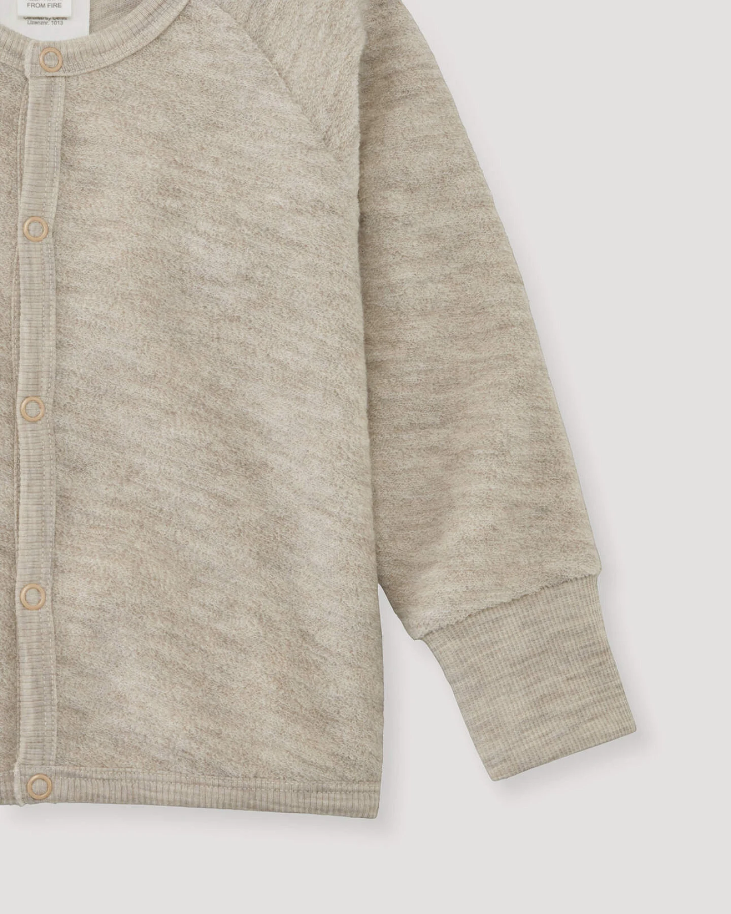 hessnatur Baby Wollfrottee Jacke aus Bio-Merinowolle - beige - Größe 74/80 – Ansicht 4