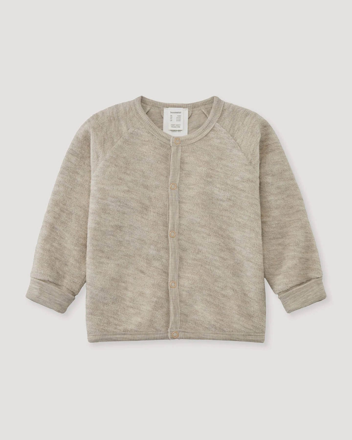hessnatur Baby Wollfrottee Jacke aus Bio-Merinowolle - beige - Größe 50/56 – Ansicht 2