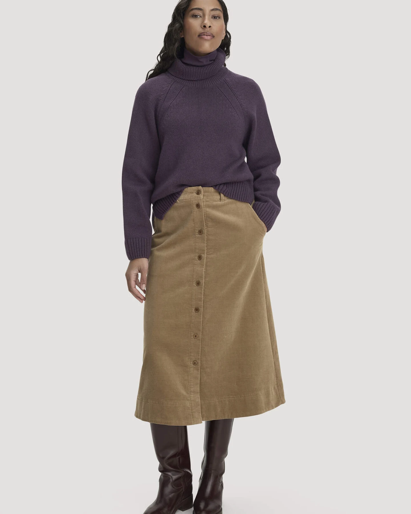 hessnatur Damen Softrib Longsleeve Fitted aus Bio-Baumwolle und TENCEL™ Modal - lila - Größe 44 – Ansicht 2