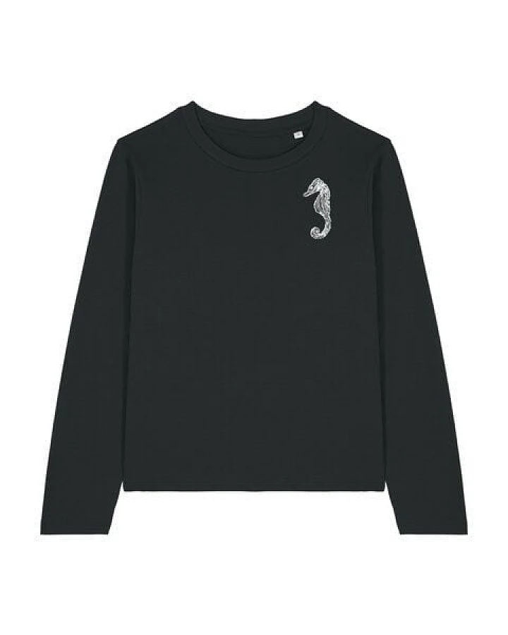 ilovemixtapes Kleines Seepferdchen Langarm-Damen-T-Shirt Relaxed Fit