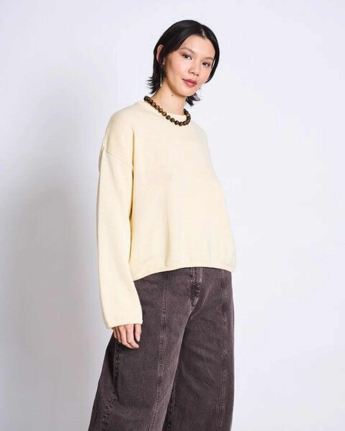 JAN N JUNE Crewneck Pullover aus Baumwolle HOY – Ansicht 3