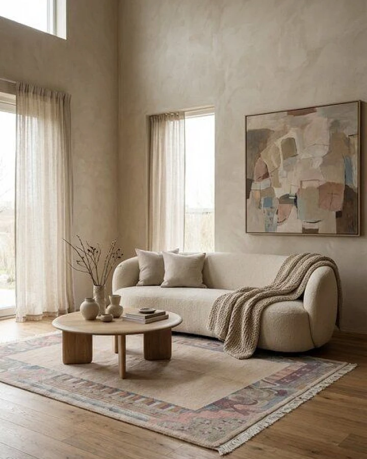 Nepal Beige „Rugtales“ aus Schurwolle, 172x222 cm