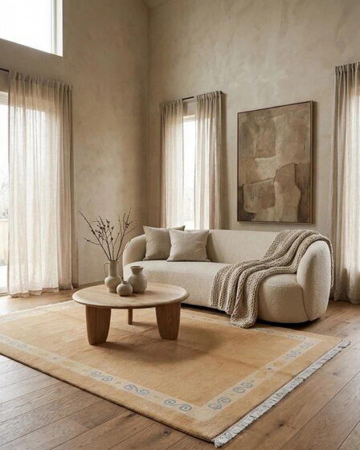 Nepal Beige „Rugtales“ aus Schurwolle, 173x239 cm