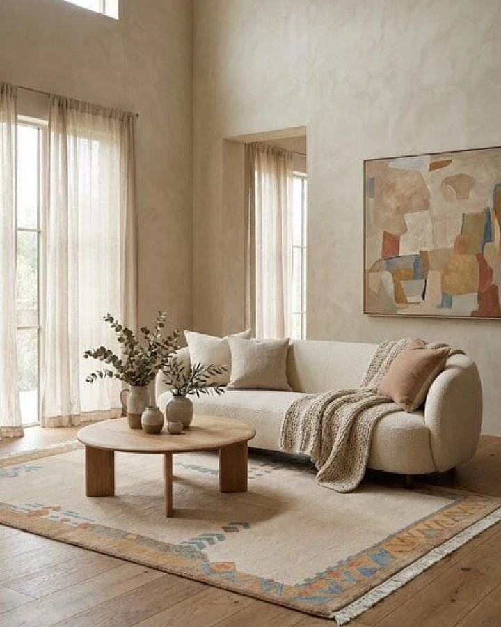 Nepal Beige „Rugtales“ aus Schurwolle, 122x188 cm