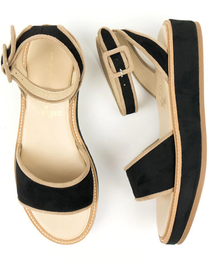 Will's Vegan Store Damen vegan Sandalen Beige & Schwarz