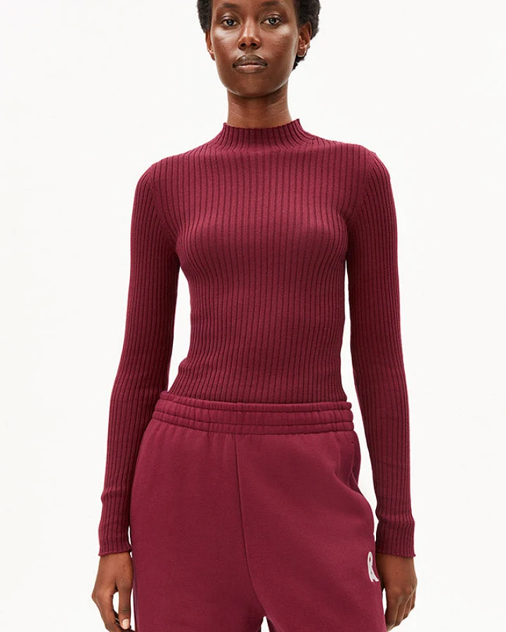 ARMEDANGELS Damen vegan Rollkragentop Alaania Velvet Red