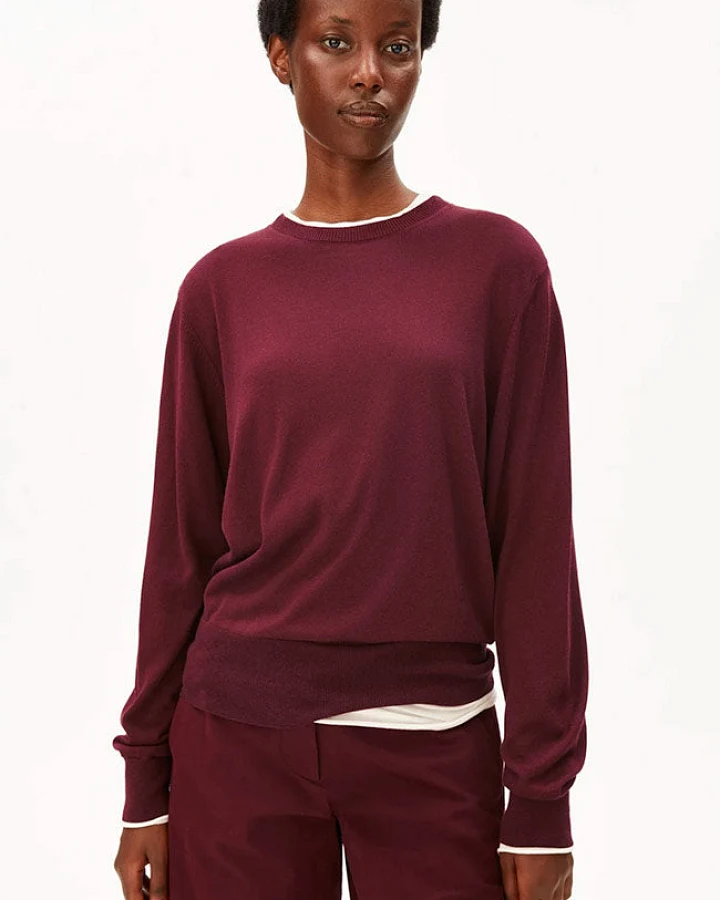 ARMEDANGELS Damen vegan Pullover Fine Knit Velvet Red