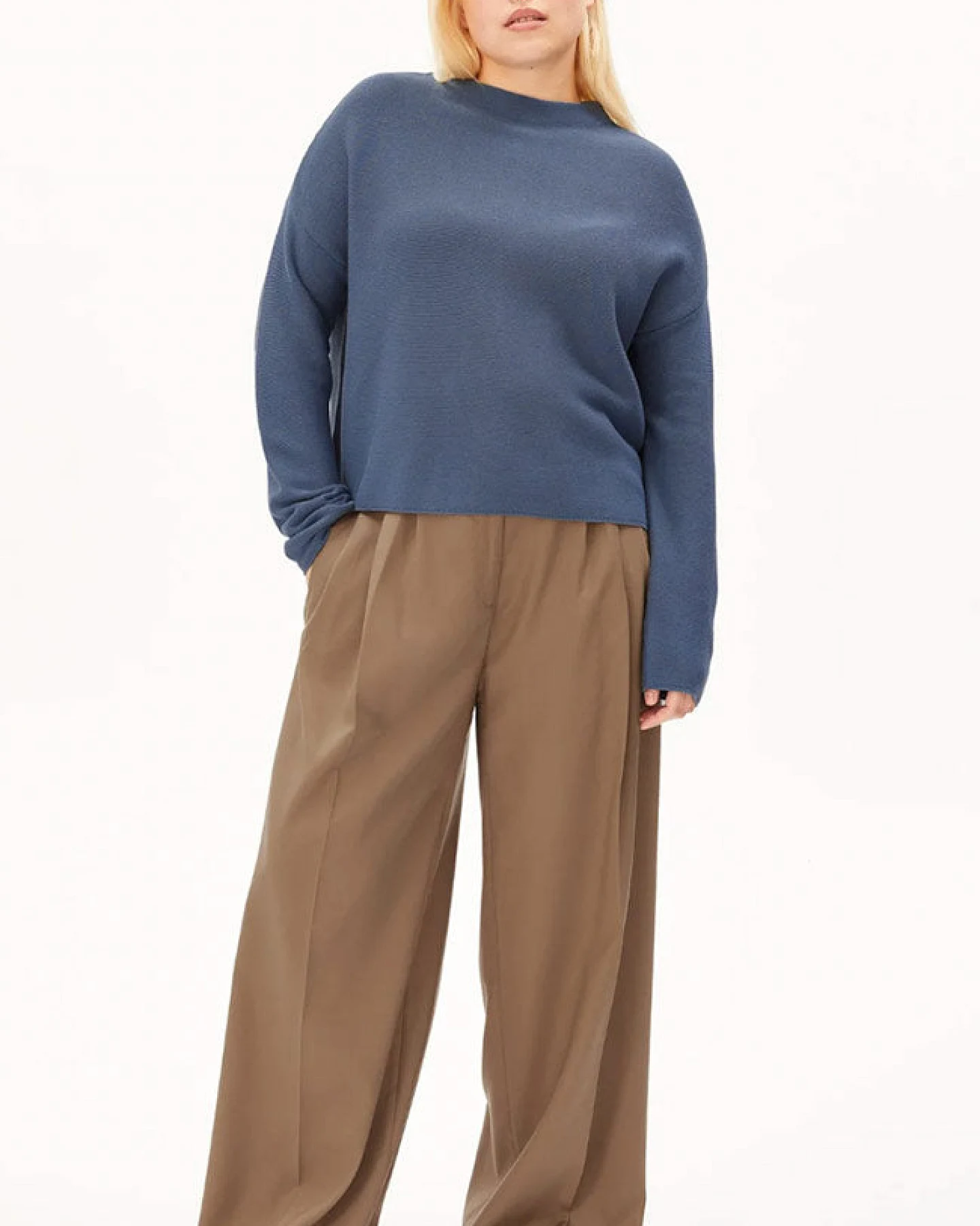 ARMEDANGELS Damen vegan Pullover Merinaa Dusty Moon Blue – Ansicht 2