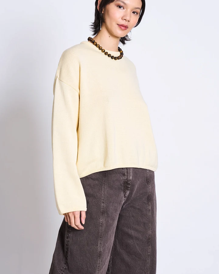 JAN 'N JUNE Damen vegan Pullover Mit Rundhalsausschnitt Hoy Hellgelb