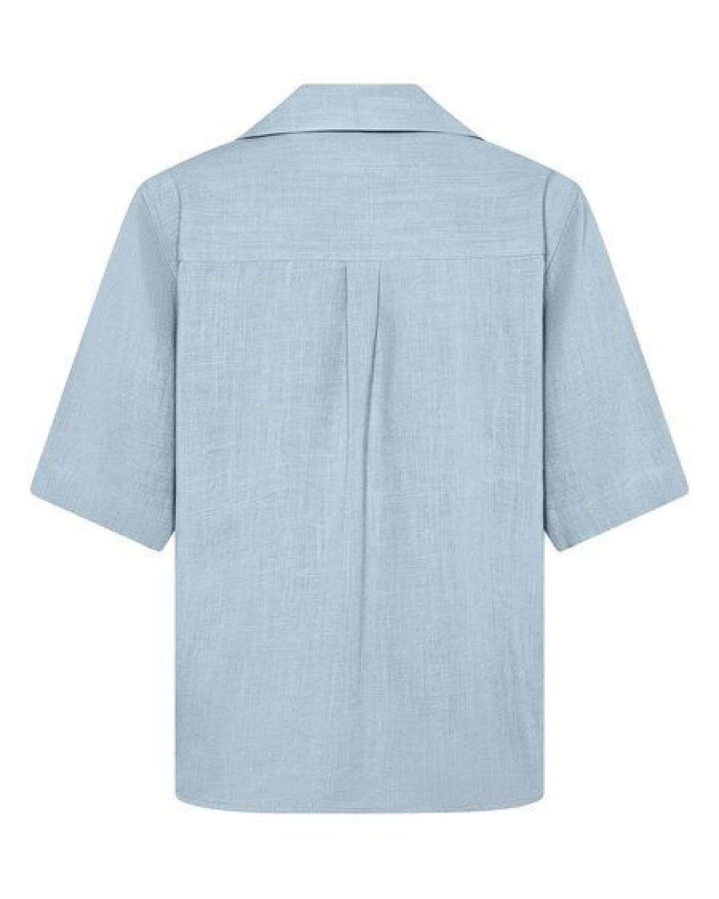 KnowledgeCotton Apparel Lockere Kurzarmbluse aus Ecovero und Bio-Leinen – Ansicht 3