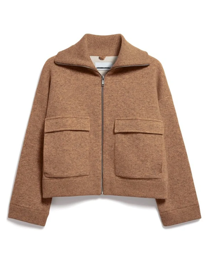 Produktseite: ARMEDANGELS - Women's Cotton-Wool Knit Jacket - Freizeitjacke Gr M braun