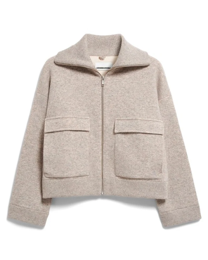 Produktseite: ARMEDANGELS - Women's Cotton-Wool Knit Jacket - Freizeitjacke Gr XL grau