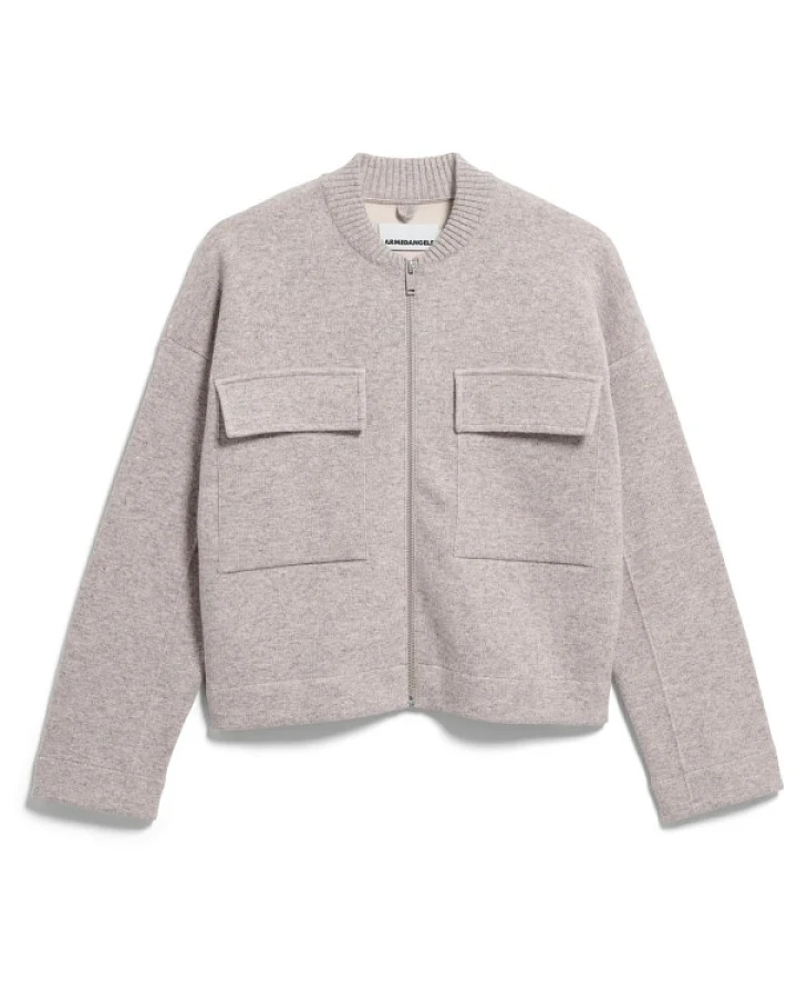 Produktseite: ARMEDANGELS - Women's Cotton-Wool Bomber Knit Jacket - Freizeitjacke Gr M grau